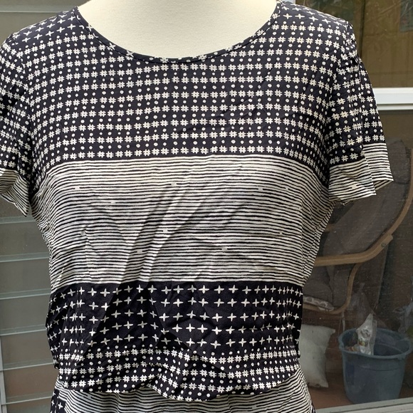 Madewell Black & White 100% Silk Overlay Dress - Picture 5 of 5